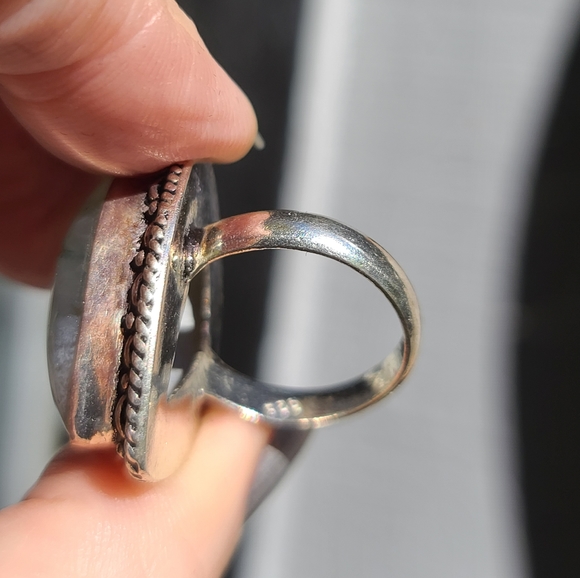 46k moss agate sterling ring sz7 - Picture 5 of 9